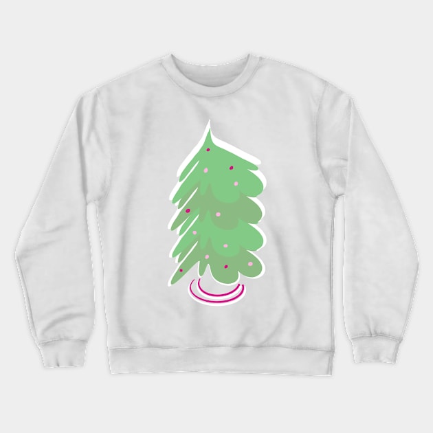 Cute Christmas Tree Green Pink Design Crewneck Sweatshirt by Dreambigdigitaldesigns